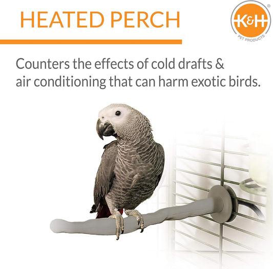 K&H Pet Products Thermo-Perch Heated Bird Perch Gray Large 2 X 14.5 Inches