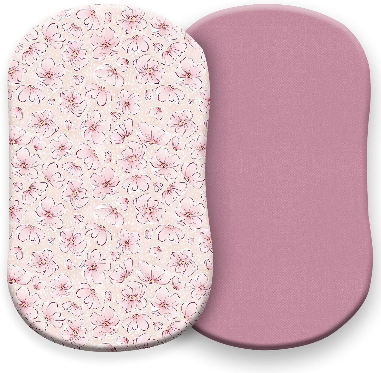Pobibaby - 2 Pack Premium Bassinet Sheets For Standard Bassinets - Ultra-Soft Jersey Knit, Stylish Floral Pattern, Safe And Snug For Baby (Blossom)