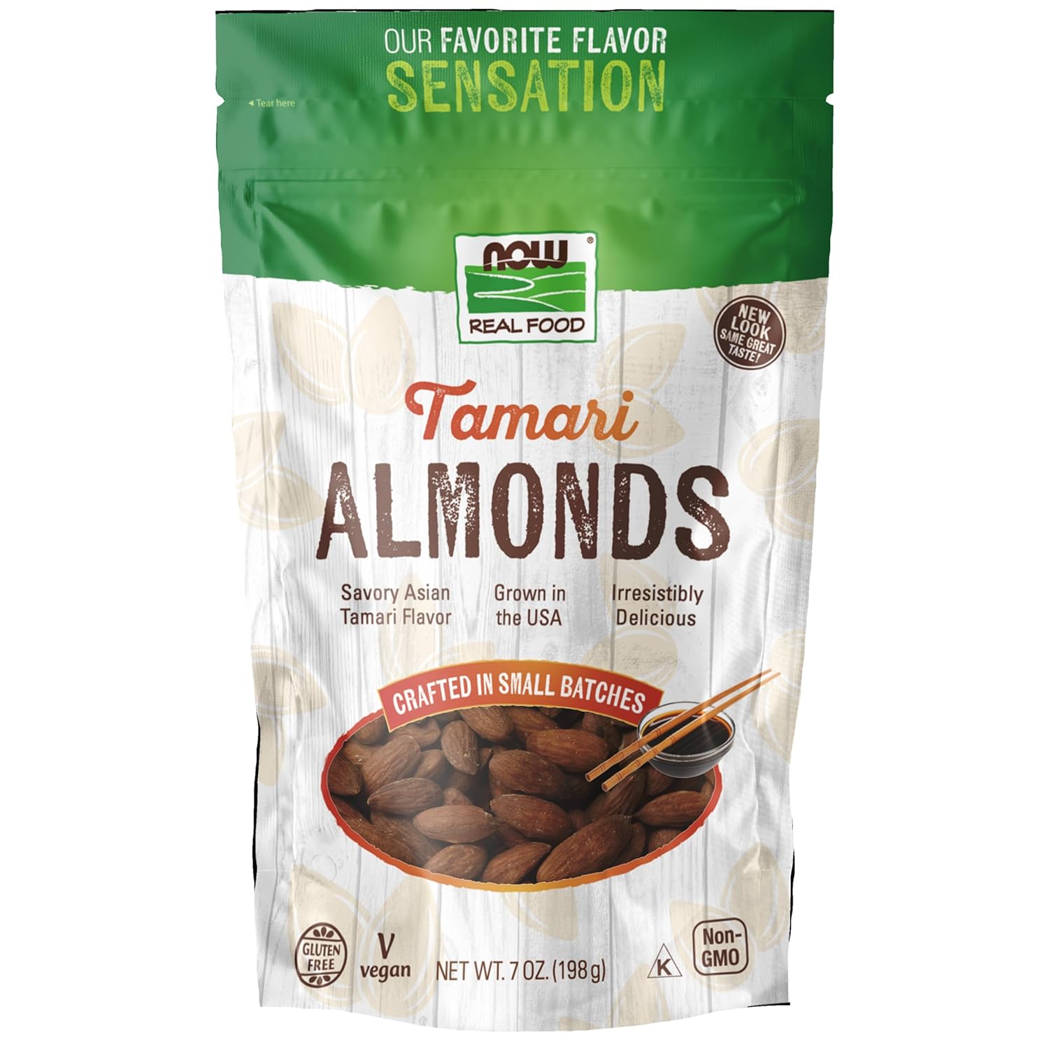 Now Foods, Tamari Almonds, Flavor Sensations, Savory Asian Tamari Flavor, Gluten-Free And Certified Non-Gmo, 7-Ounce (Packaging May Vary)