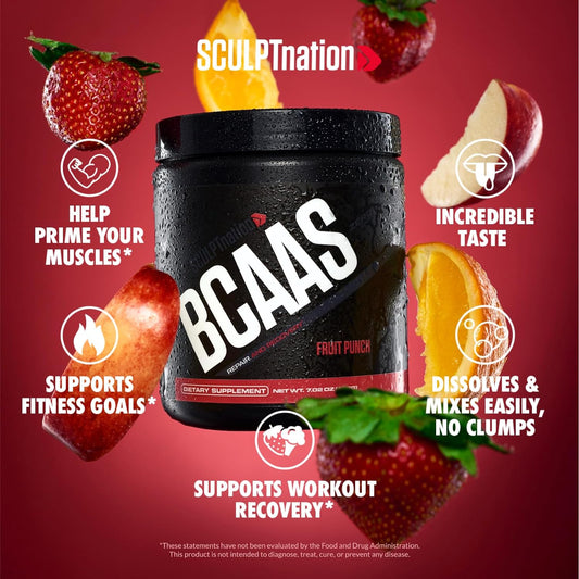 Sculpt Nation By V Shred Bcaa Powder - Powerful Amino Acids Blend To Support Recovery And Endurance, Branch Chain Essential Amino Acids, Fruit Punch - 30 Servings