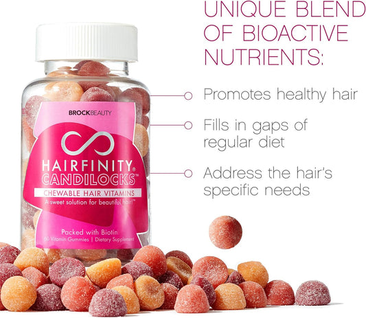 Hairfinity Candilocks Chewable Hair Vitamins - Gummies Scientifically Formulated With Biotin, Inositol, And Choline For Longer, Stronger Hair Growth (60 Vegetarian Gummies)