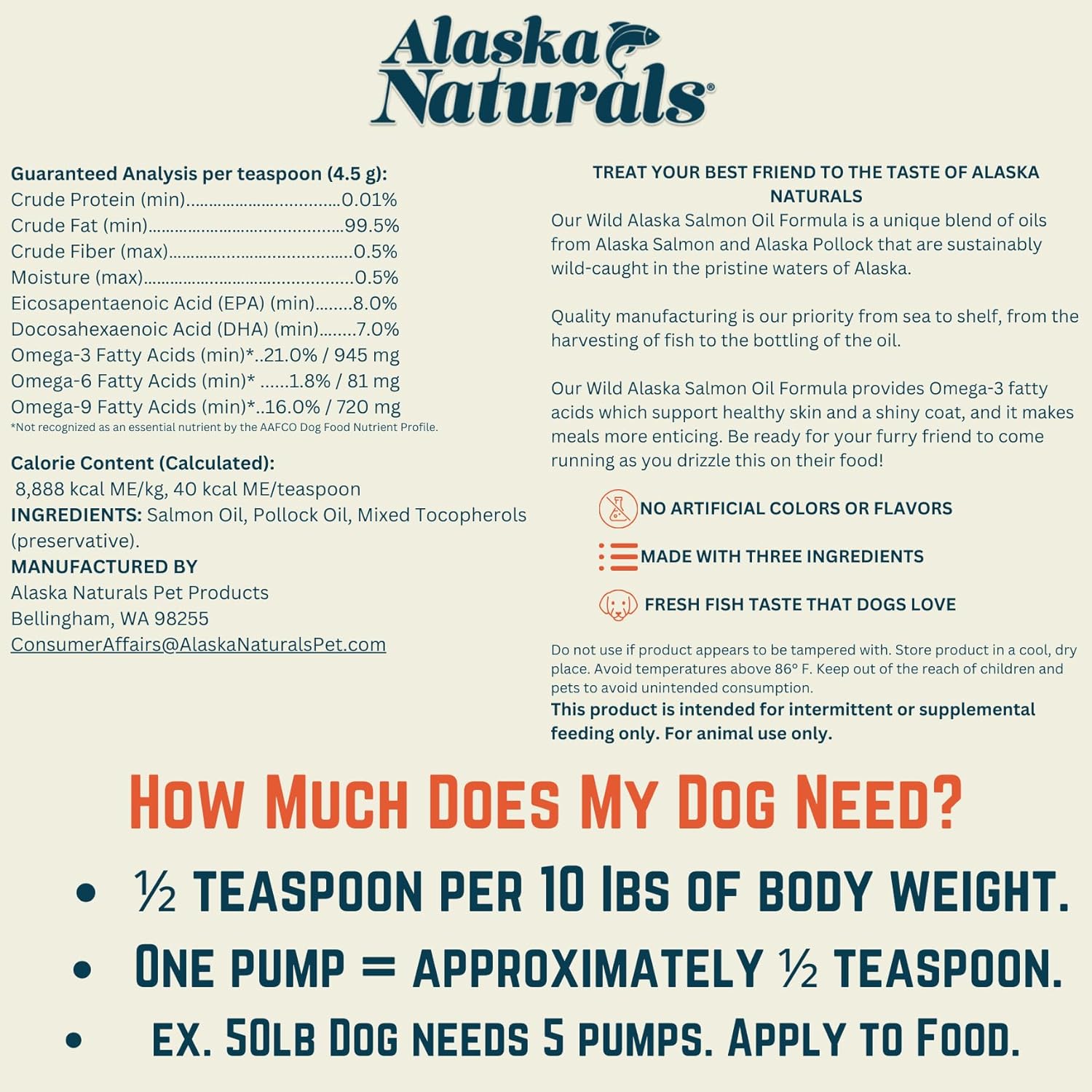 Alaska Naturals – Wild Alaska Salmon Oil Formula Dog Food Topper – EPA and DHA Omega-3 - Supplement for Healthy Skin, Shiny Coat – Made in The USA – 32 oz. Pump Bottle : Pet Fish Oil Nutritional Supplements : Pet Supplies