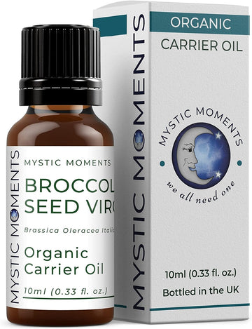 Mystic Moments | Organic Broccoli Seed Virgin Carrier Oil 10ml - Pure & Natural Oil Perfect For Hair, Face, Nails, Aromatherapy, Massage and Oil Dilution Vegan GMO Free