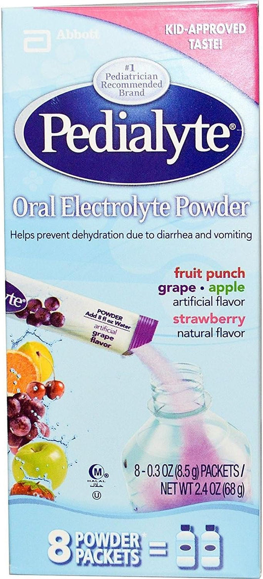 Pedialyte Oral Electrolyte Maintenance Powder Variety Pack - 8-0.3Oz Packets/Net Wt 2.4Oz