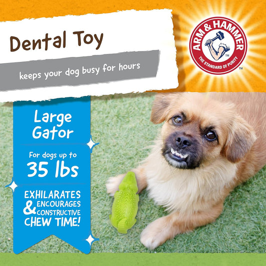 Arm & Hammer for Pets Super Treadz Gator Chew Toy - Best Chew Toys Reduce Plaque & Tartar Buildup Without Brushing - for Dogs up to 35 Lbs (Pack of 12)