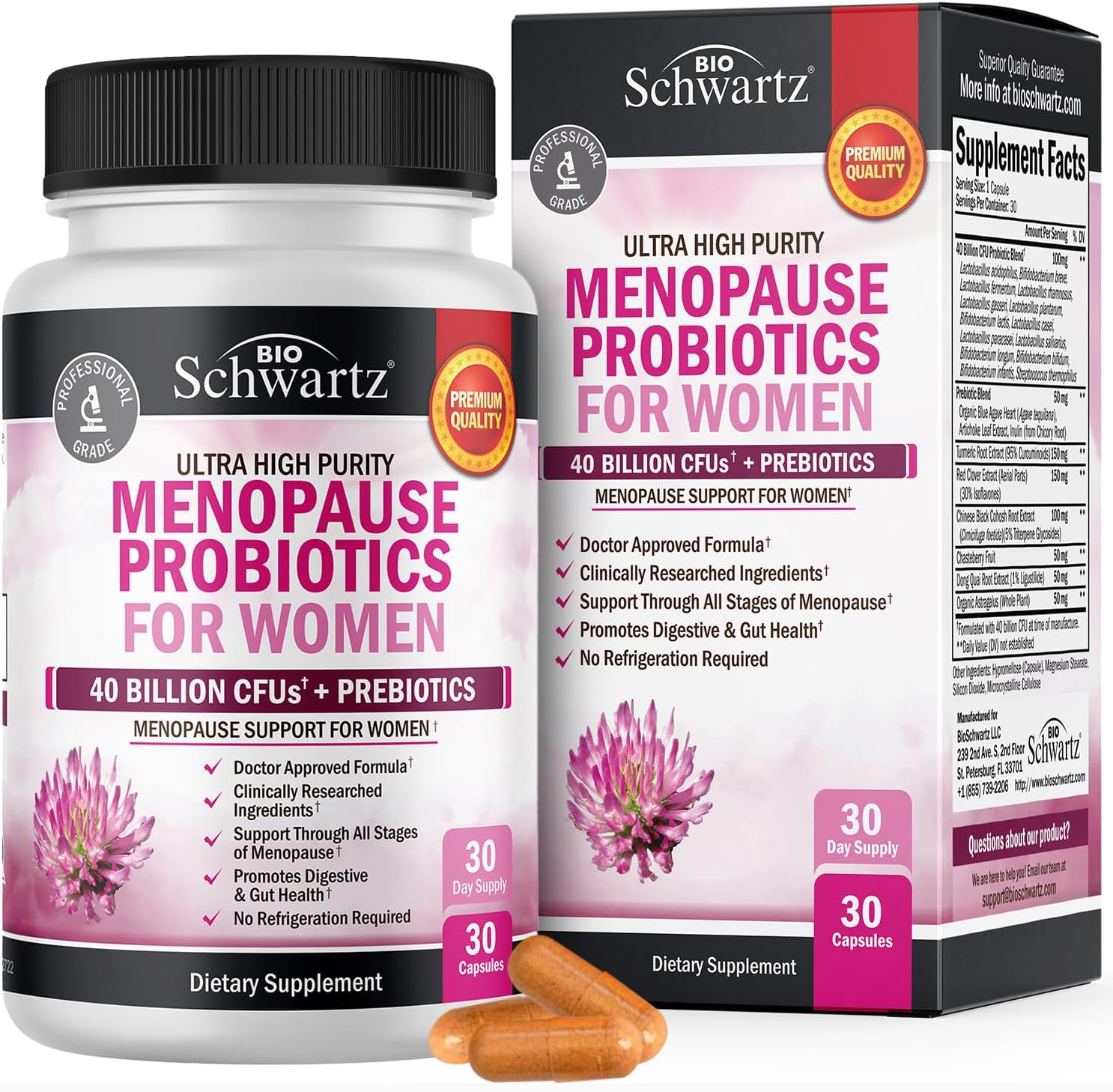 Menopause Supplements For Women - 40 Billion Cfu Menopause Probiotics For Women - Menopause Relief For Hot Flashes Night Sweats Mood Swings And Hormone Balance - Non-Gmo, 30 Count, 30 Servings