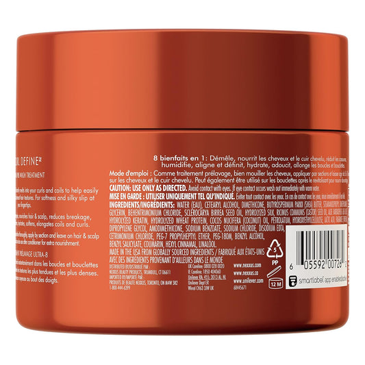 Nexxus Curl Define Pre-Wash Hair Treatment For Curly & Coily Hair Hair Mask Deep Conditioner With Castor Oil 8 Oz