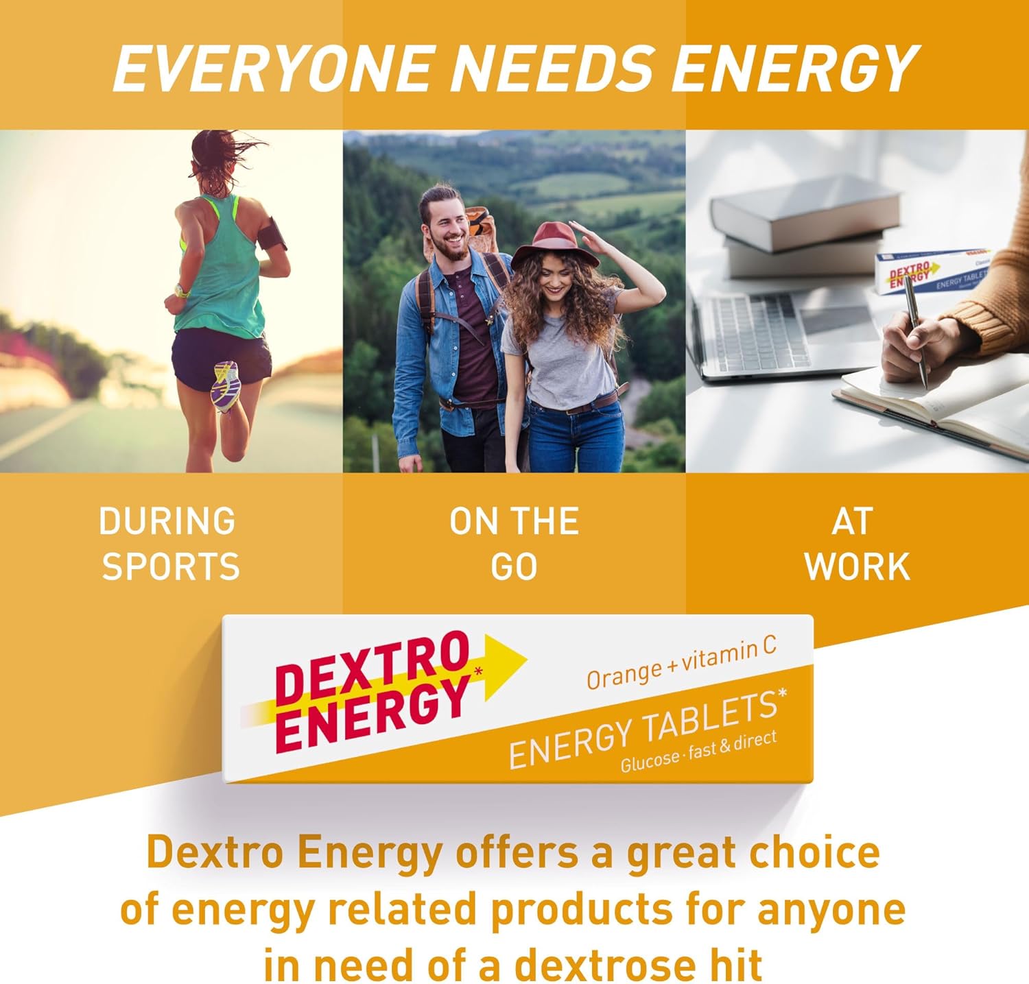 Dextro Energy Orange Tablets | Fast Acting Carbohydrates for a Quick Burst of Glucose | with Vitamin C for reduction of tiredness and fatigue | Vegan | 47g (Pack of 24) : Amazon.co.uk: Health & Personal Care