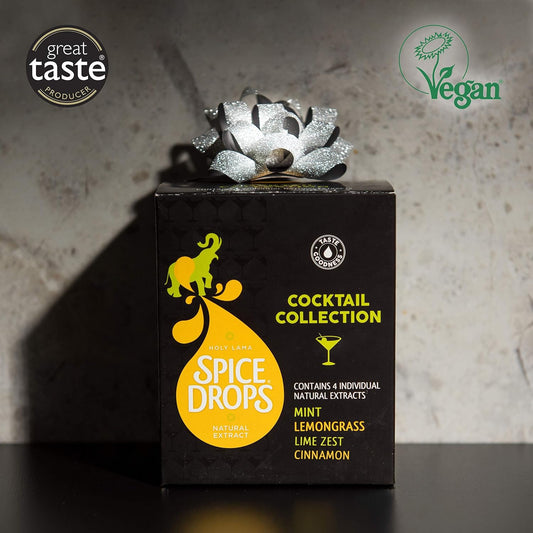 Holy Lama Spice Drops Extract - Cocktail Collection – Natural, Pure, Authentic Ingredients. Drinks, Sweet, Dessert, Or Cooking, Baking Recipes 4 X 5Ml Cinnamon, Lemongrass, Lime Zest, Mint