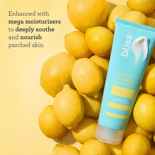Bliss Lemon and Sage Body Butter - Maximum Moisture Cream - 6.7 Fl Oz Lotion for Dry Skin - Long-Lasting Moisturizer for Women & Men - Vegan and Cruelty-Free