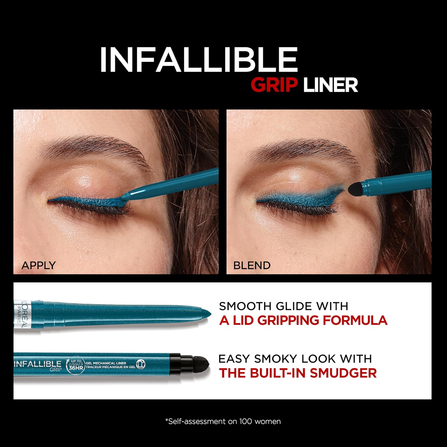 L'Oreal Paris Infallible Grip Mechanical Gel Eyeliner Pencil, Smudge-Resistant, Waterproof Eye Makeup with Up to 36HR Wear, Turquoise, 0.01 Oz : Beauty & Personal Care