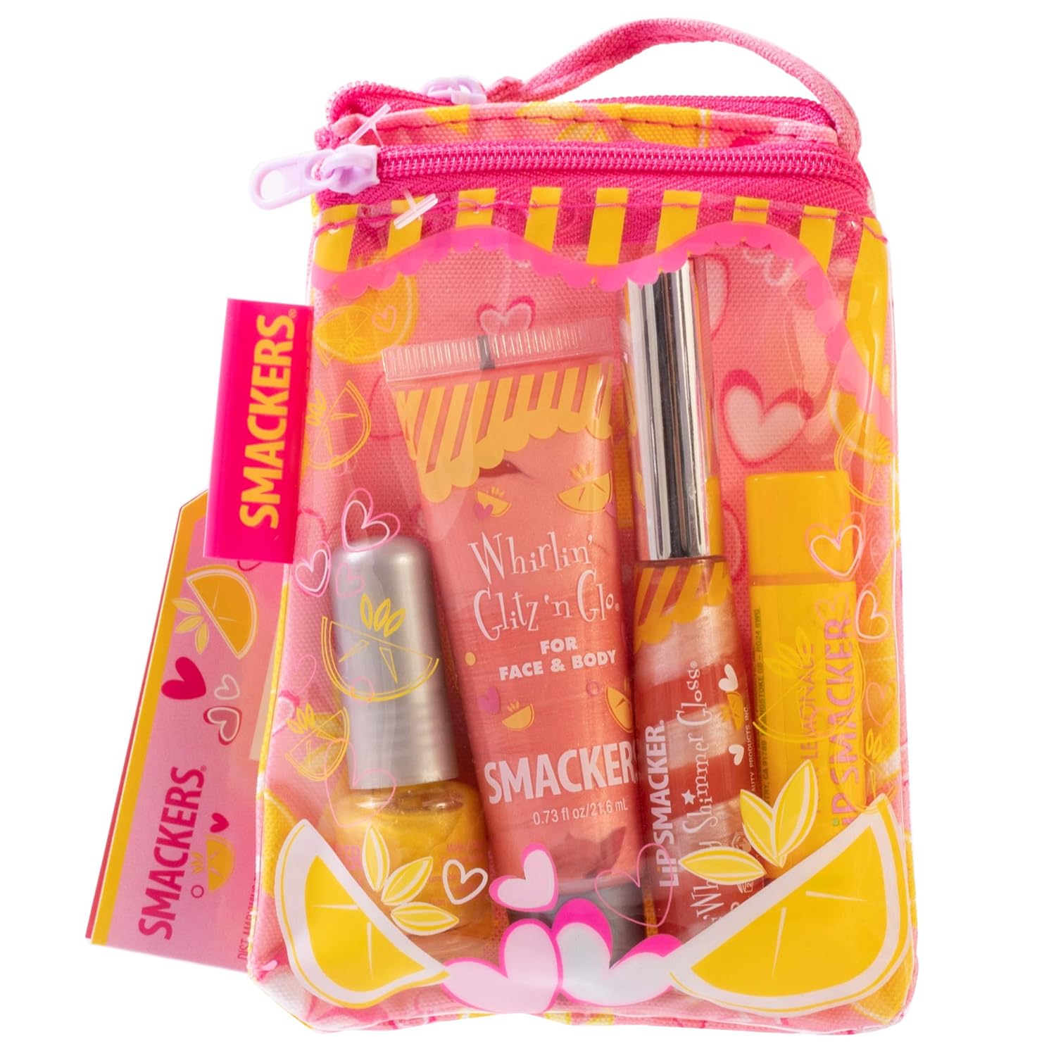 Lip Smacker Pink Lemonade Glam Bag Makeup Set For Girls | Lip Balm, Lip Gloss, Nail Polish, & Lotion | Christmas Make Up Collection | Holiday Present | Gift For Girls | Set Of 4