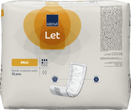 ABENA Let Mini Incontinence Pads for Women and Men | Pack of 32 | These Absorbents Pads can be Used as Sanitary Pads for a Heavy Flow but are mainly Used as Incontinence Pads for Men and Women