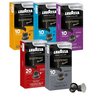 Lavazza Variety Pack Aluminum Espresso Capsules Compatible With Nespresso Original Machines Variety Pack (Pack Of 60) ,Value Pack, 10 Count (Pack Of 6)