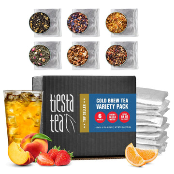 Tiesta Tea - 6 Pack Cold Brew Tea Variety | Premium Loose Leaf Iced Tea Blends | Medium To Non Caffeinated Iced Tea | Sample Set With 6 Cold Brew Tea Bags - Each Bag Brews One 64Oz Pitcher