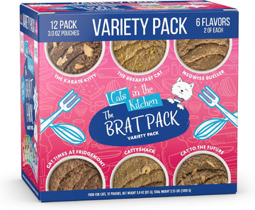 Weruva Cats In The Kitchen Slide N' Serve The Brat Pack Variety Cat Food Pouches 3 Ounce (Pack Of 12)