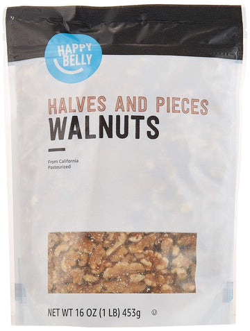 Amazon Brand - Happy Belly California Walnuts Halves And Pieces, 16 Ounce (Pack Of 2)