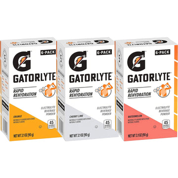 Gatorlyte Rapid Rehydration Electrolyte Beverage, Variety Pack, Lower Sugar, Specialized Blend Of 5 Electrolytes, No Artificial Sweeteners Or Flavors, 18 Pack, 1 Pack Mixes With 16.9Oz (500Ml) Water