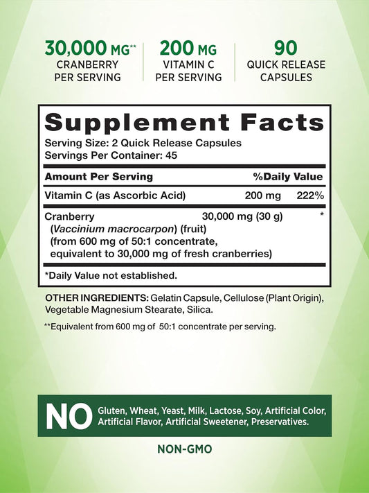 Nature'S Truth Cranberry Concentrate 30,000Mg | Plus Vitamin C | Non-Gmo & Gluten Free Supplement | Triple Strength Support