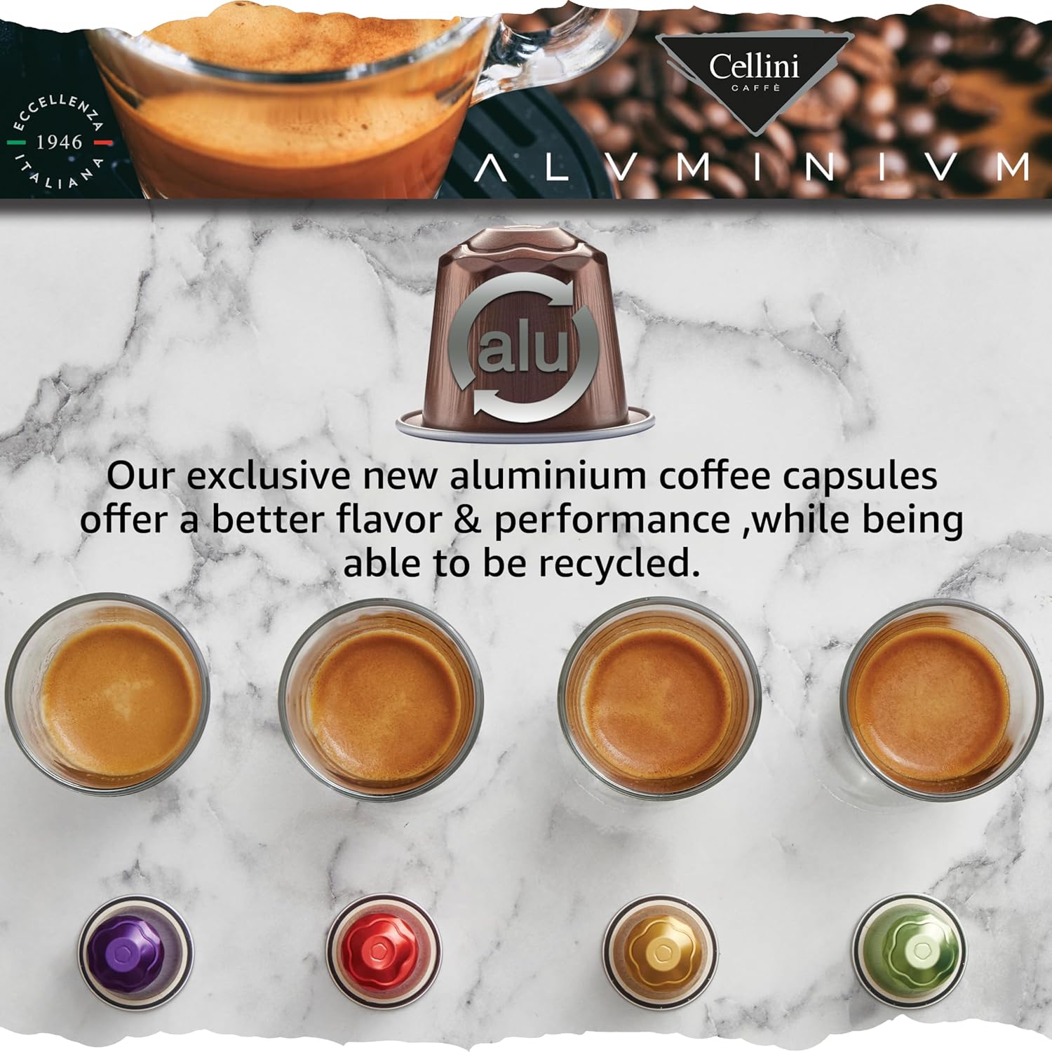 Cellini Caffè Mixed Variety Aluminum Nespresso Pods, 8 Distintive Italian Flavors, 100% Nespresso Original Machine Compatible, 80 Count, Medium To Strong Roast Coffee Capsules