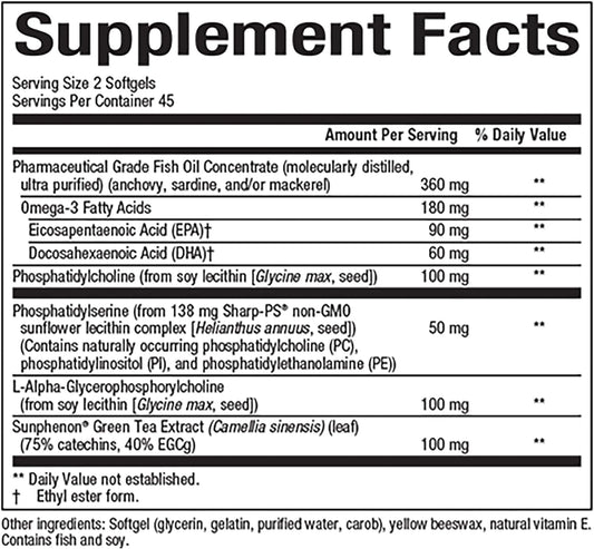 Natural Factors 3 Brains, Higher Thoughts, Support For Cognitive Health And Brain Function, Daily Dietary Supplement, 90 Softgels (45 Servings)
