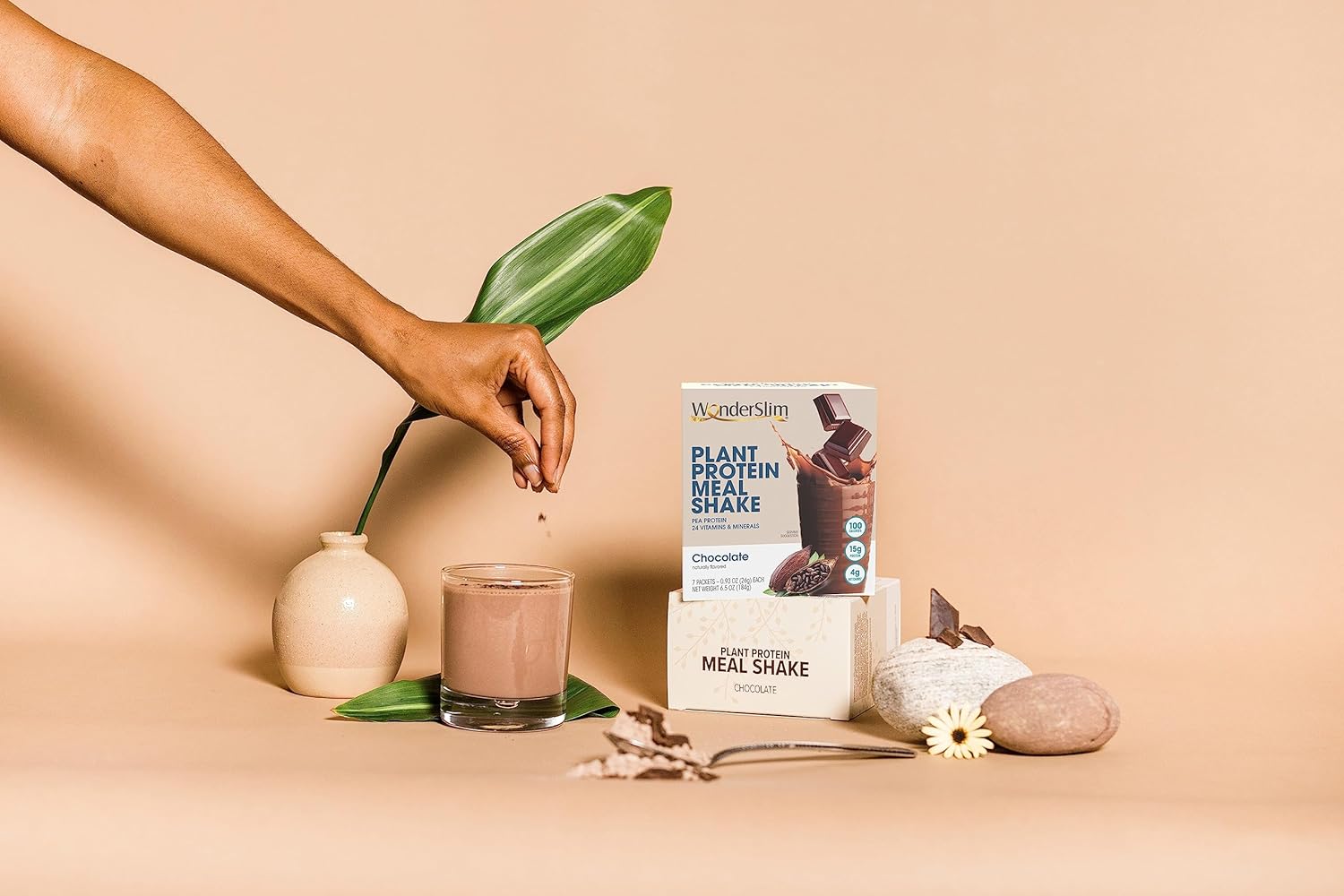 WonderSlim Plant Based Meal Replacement Shake, Chocolate, 15g Protein, Keto Friendly & Low Carb, Low Sugar, Gluten, Soy, & Dairy Free (7ct) : Grocery & Gourmet Food