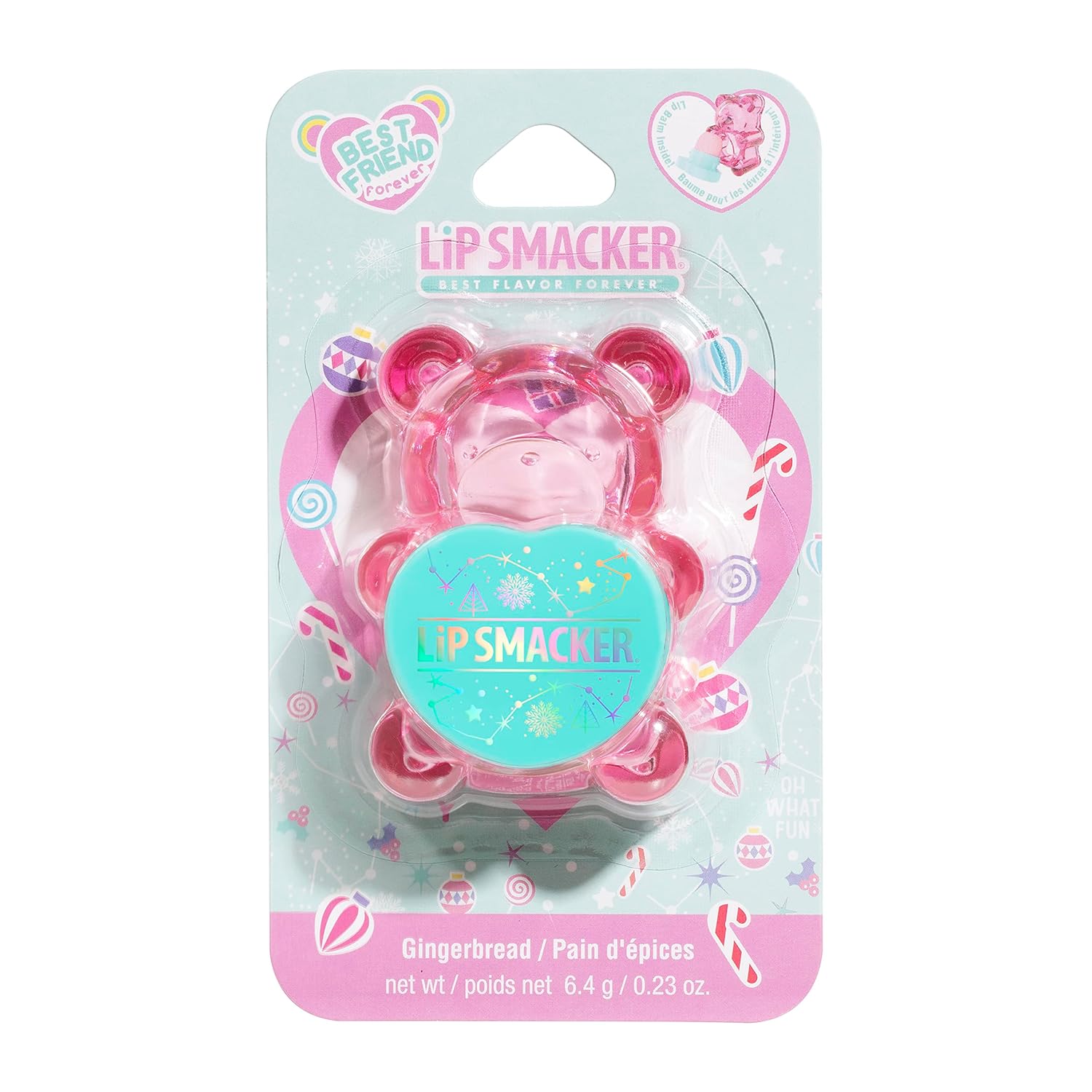 Lip Smacker Holiday Sugar Bear Flavored Lip Balm Gingerbread Pink Stocking Stuffer For Girls : Beauty & Personal Care