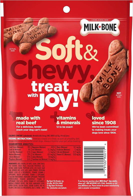 Milk-Bone Soft & Chewy Dog Treats, Beef & Filet Mignon Recipe, 5.6 Ounce (Pack Of 10) Made With Real Chuck Roast