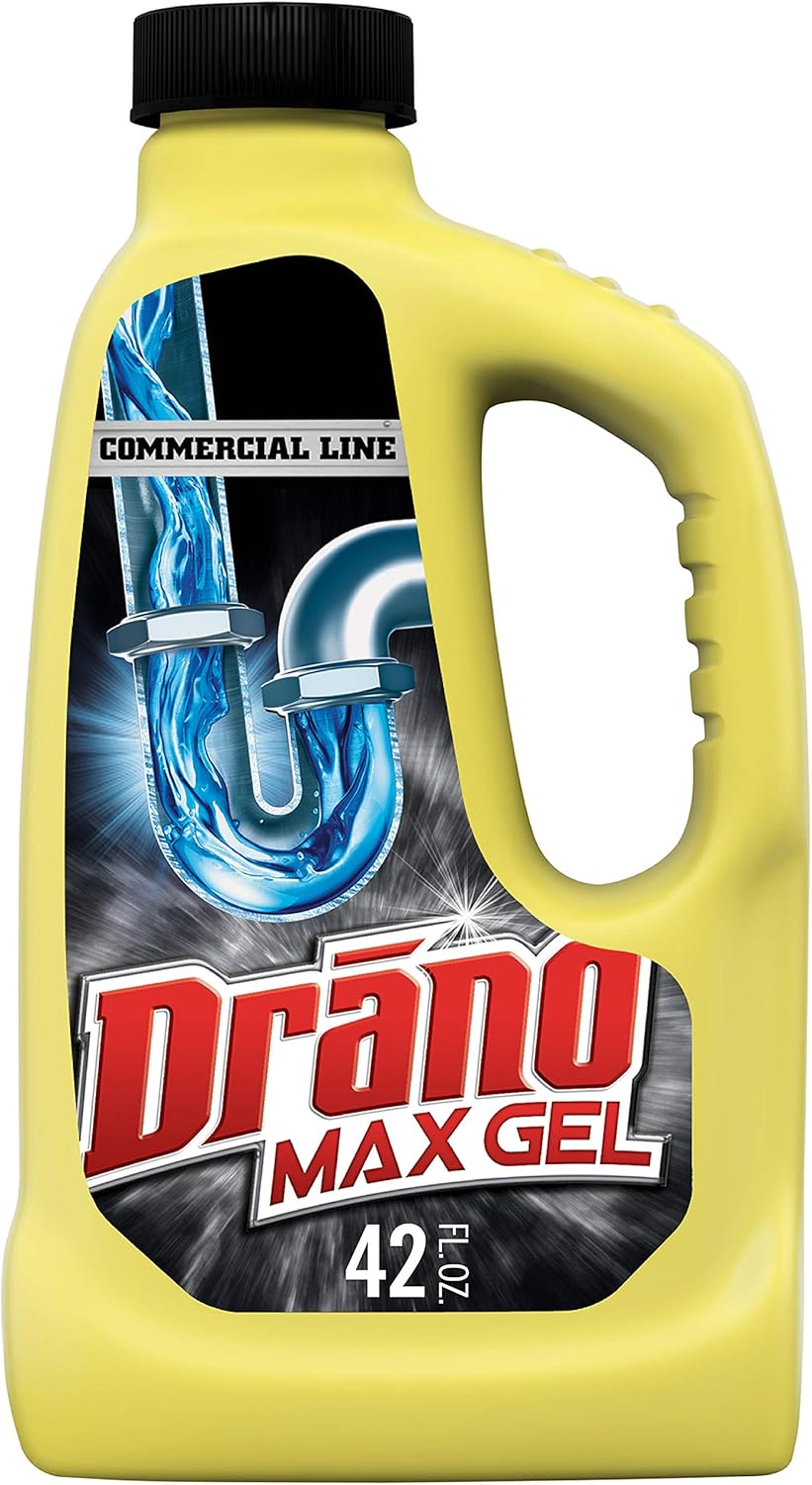 Drano Max Gel Drain Clog Remover And Cleaner For Shower Or Sink Drains, Unclogs And Removes Hair, Soap Scum, Blockages, Commercial Line, 42 Oz