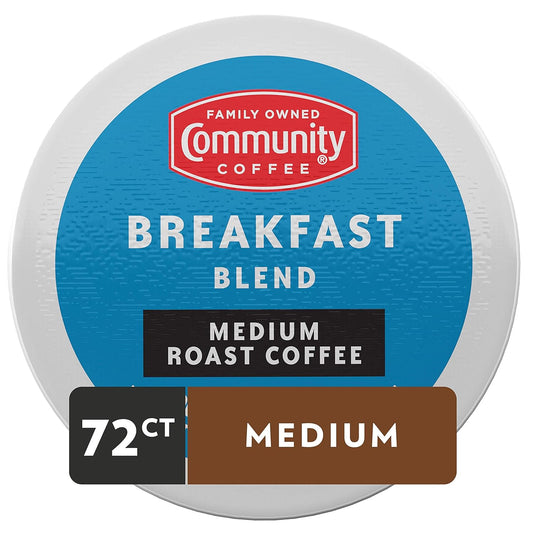 Community Coffee Breakfast Blend 72 Count Coffee Pods, Medium Roast, Compatible With Keurig 2.0 K-Cup Brewers, 72 Count (Pack Of 1)