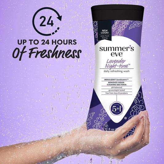 Summer'S Eve Lavender Night-Time Daily Refreshing All Over Feminine Body Wash, Removes Odor, Feminine Wash Ph Balanced, 12 Fl Oz, 3 Pack