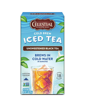 Celestial Seasonings Cold Brew Iced Tea, Unsweetened, Contains Caffeine, 18 Tea Bags (Pack Of 6)
