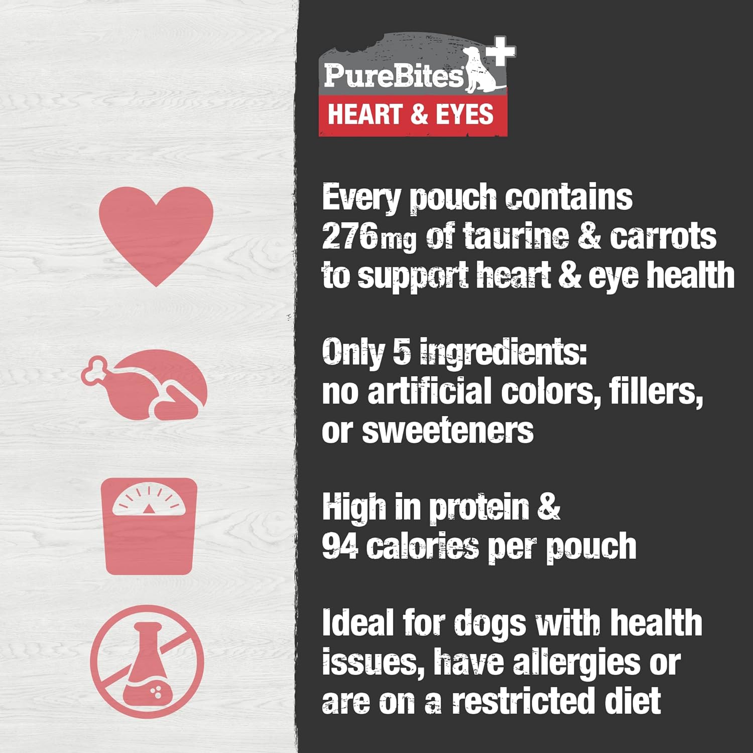 PureBites+ Heart & Eyes Squeezables for Dogs, only 5 Ingredients, case of 15 : Pet Supplies