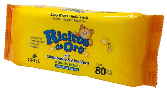 Ricitos De Oro Baby Wipes Baby Wipes With Chamomile Extract And Aloe Vera 80 Cont