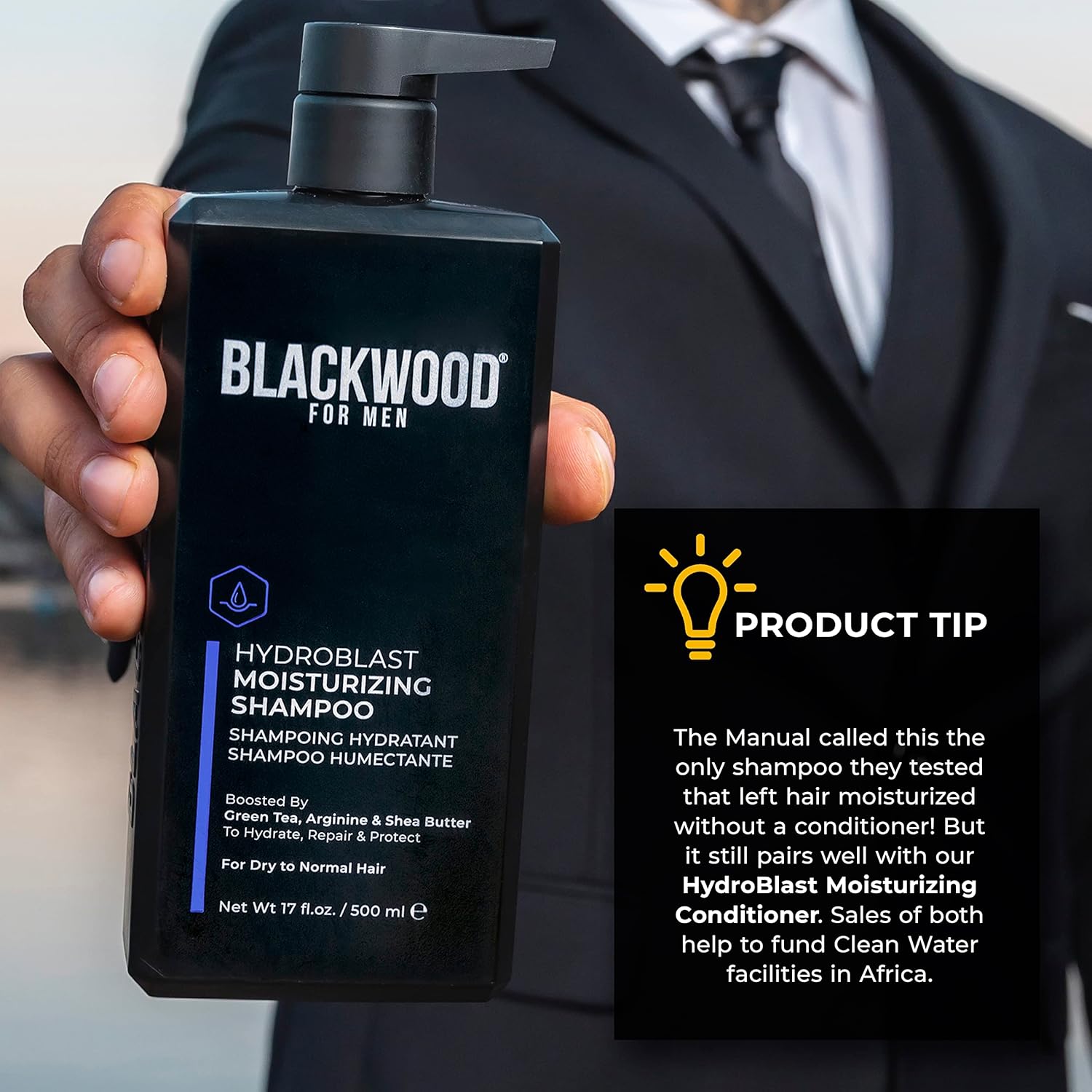 BLACKWOOD FOR MEN Hydroblast Moisturizing Shampoo (17 oz.) & BioNutrient Foaming Face Wash (4.45 oz.) : Beauty & Personal Care