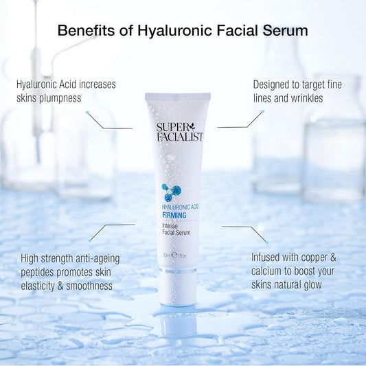 Super Facialist Hyaluronic Acid Firming Intense Anti-Ageing Serum - Enriched With Calcium & Copper For Fine Lines & Wrinkles, Vegan Friendly Anti Ageing Face Cream For Youthful Skin, 30Ml