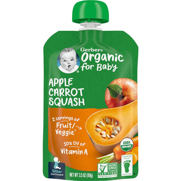 Gerber Organic 2nd Foods Pouches, Apples, Carrots, Squash, 3.5 Ounce (Pack of 12)