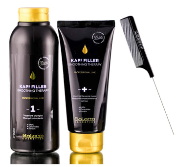 Salerm Cosmetics Kaps Filler Smoothing Therapy Kit - Treatment Shampoo, Liss Mask, Sleek Comb (W/ Ceramides + Keratin, 18 Oz + 6 Oz) : Beauty & Personal Care