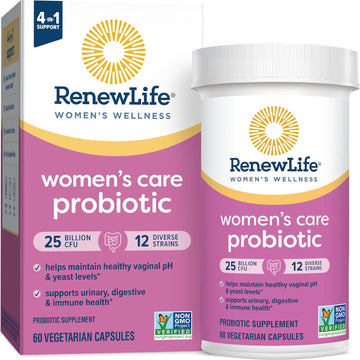 Renew Life Women'S Probiotic Capsules, Supports Ph Balance For Women, Vaginal, Urinary, Digestive And Immune Health, L. Rhamnosus Gg, Dairy, Soy And Gluten-Free, 25 Billion Cfu - 60 Ct