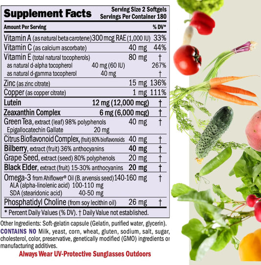 Andrew Lessman Ultimate Eye Support 30 Softgels - 12Mg Lutein, 6Mg Zeaxanthin, Bilberry, Key Nutrients To Support Eye Health And Promote Healthy Vision. No Additives. Easy To Swallow Softgels