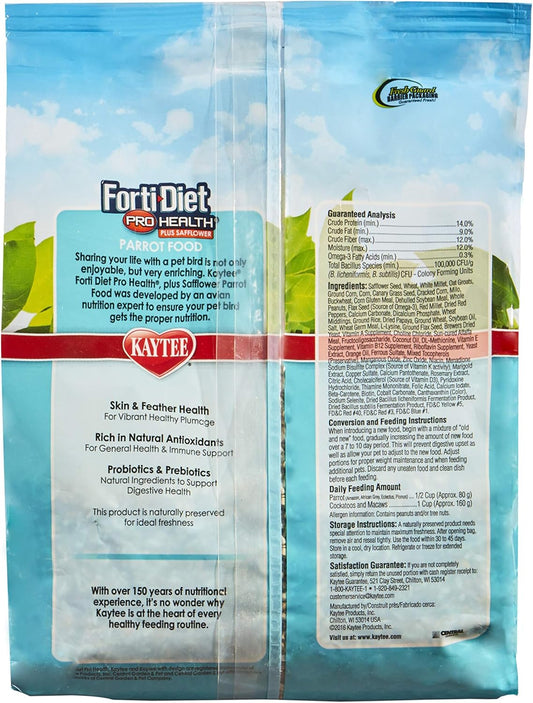 Kaytee Forti-Diet Pro Health With Safflower Pet Parrot Food, 4 Lb