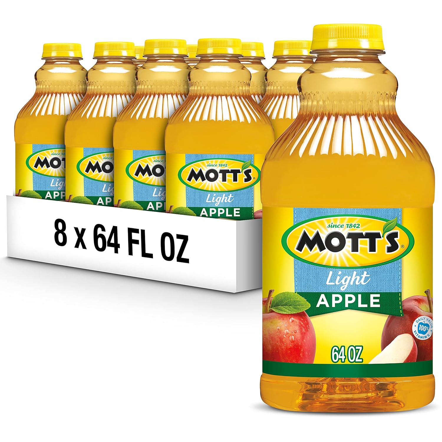 Mott'S Apple Light Juice Drink, 64 Fl Oz Bottle (Pack Of 8), 42% Fruit Juice With 50% Fewer Calories Than 100% Apple Juice, Excellent Source Of Vitamin C