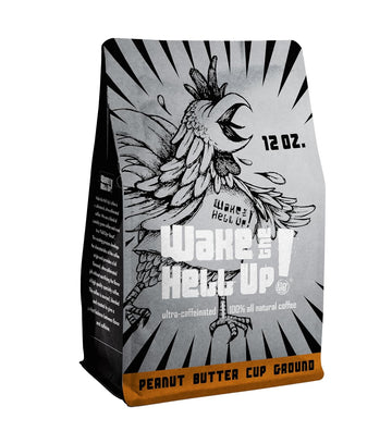 Wake The Hell Up! 12Oz Ultra-Caffeinated Peanut Butter Cup Ground Coffee, Low Acid, Medium-Dark Roast