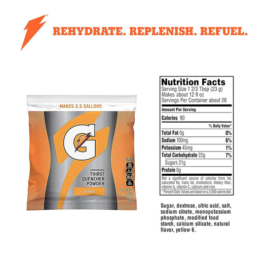 Gatorade Powder Bag Orange, 21 Ounce (Pack Of 32)