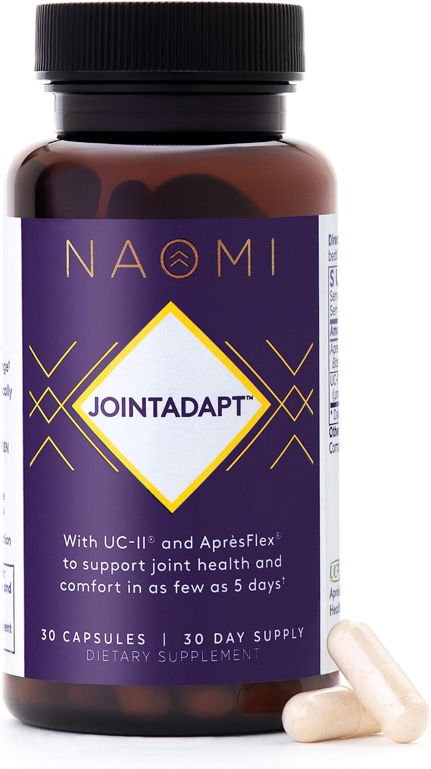 NAOMI JointAdapt, Joint Health, discomfort and Mobility Supplement with ApresFlex? Boswellia Serrata Extract and UC-II? Type 2 Collagen, 30 Veggie Capsules