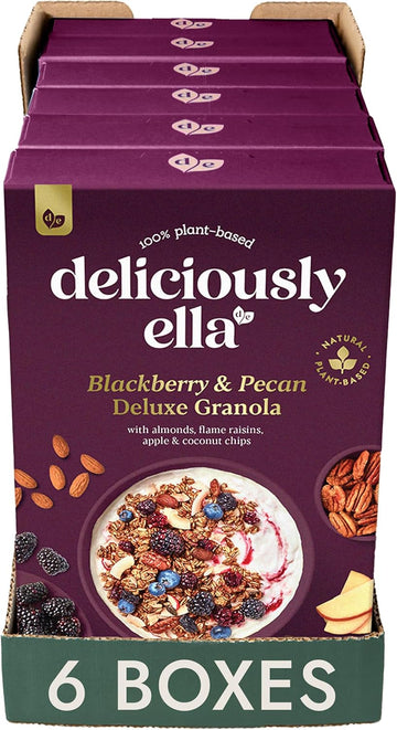 Deliciously Ella Blackberry & Pecan Deluxe Granola - Granola & Muesli - Gluten-Free - Vegan - Healthy Breakfast (6 Boxes X 350G)