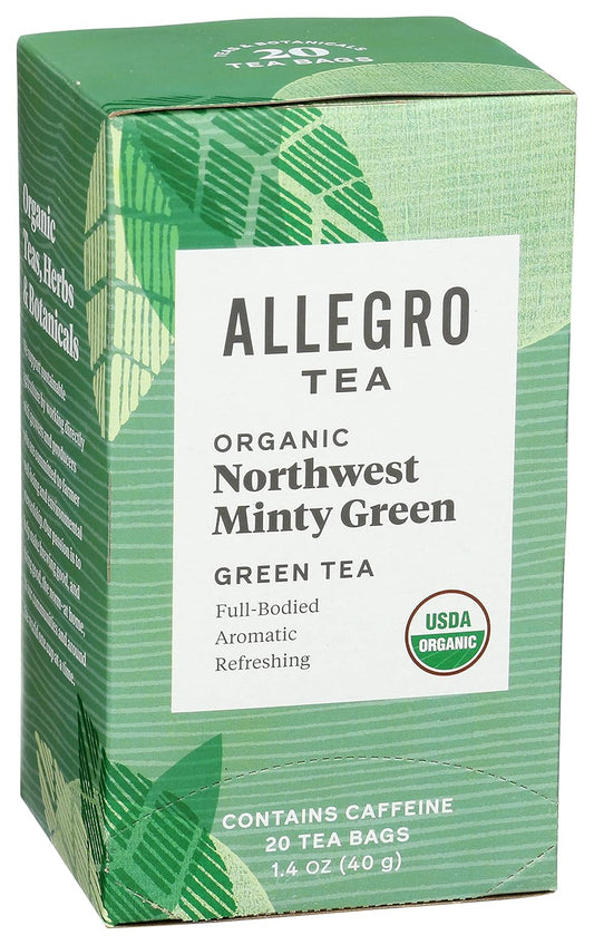 Allegro Tea, Organic Northwest Minty Green Tea Bags, 20 Ct