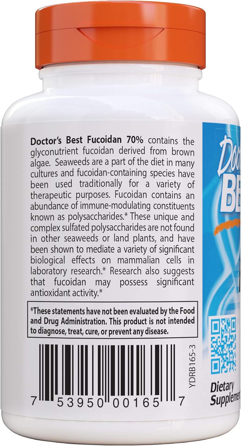 Doctor's Best Fucoidan 70%, Non-GMO, Vegan, Gluten Free, 60 Count : Health & Household