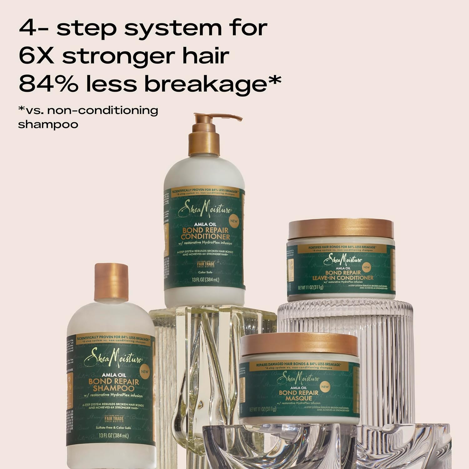 SheaMoisture Bond Repair Shampoo, Conditioner, Leave-In, & Masque Alma Oil 4 Pk to Strengthen Hair with Restorative HydroPlex Infusion : Beauty & Personal Care