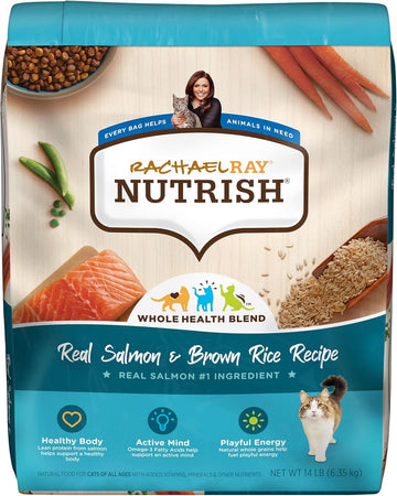 Rachael Ray Nutrish Premium Natural Dry Cat Food With Added Vitamins, Minerals & Other Nutrients, Real Salmon & Brown Rice Recipe, 14 Pound Bag